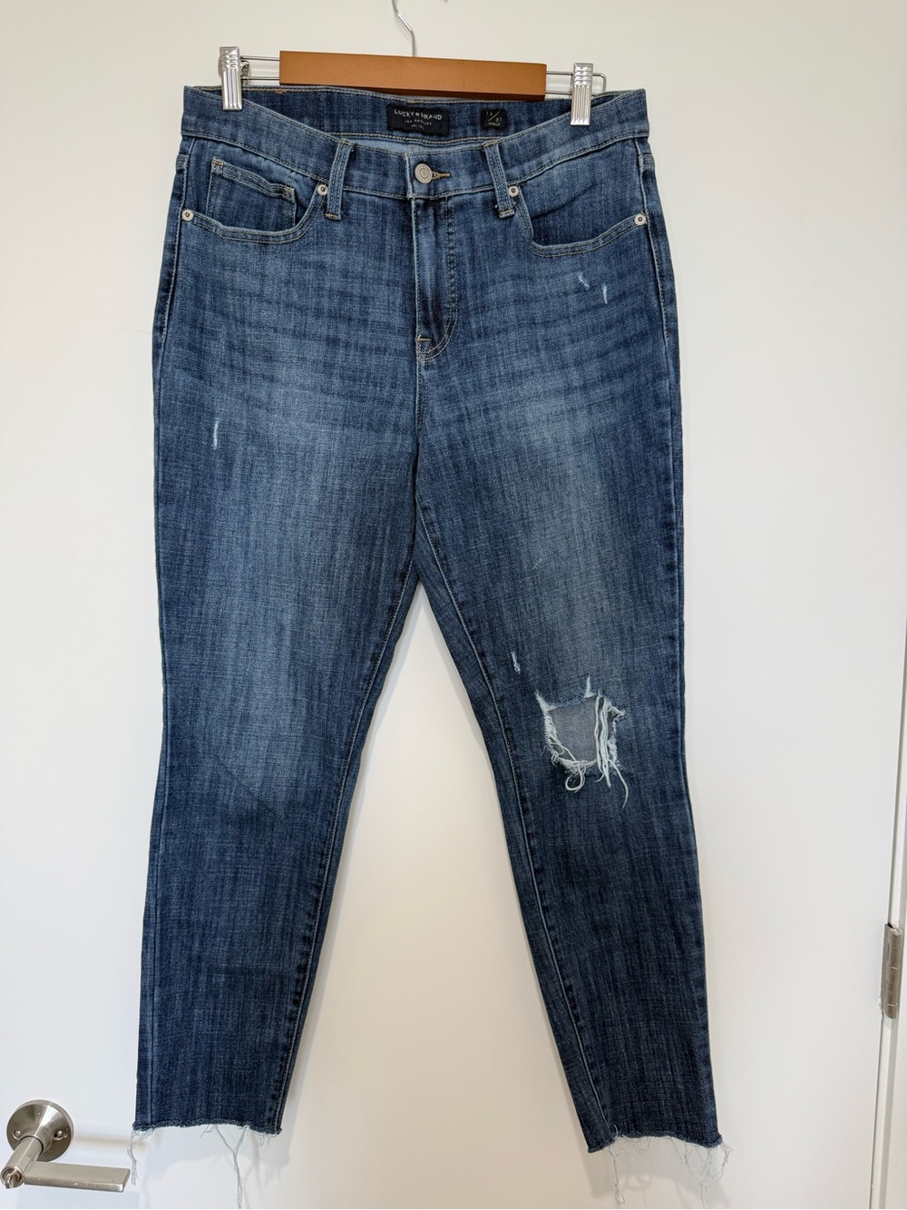 Lucky Brand Dark Blue Distressed Boyfriend Jeans